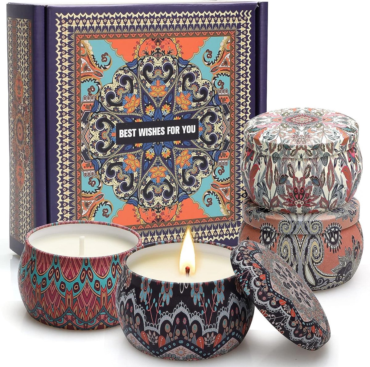 STAR&STER Liefdegeurkaarsen, cadeauset voor vrouwen, 4 stuks sojawas, 4,4 oz kaarsen, geurkaarsen, set van 4 aromakaarsen, cadeauset, Moederdag, Kerstmis, verjaardag, Valentijnsdag, aromatherapie, badkamer