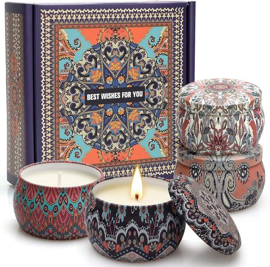 Bougie Parfumée Rose – Coffret Cadeau Aromathérapie En Cire De Soja, 50H De Combustion, Idéal Pour Femme, Maman, Anniversaire