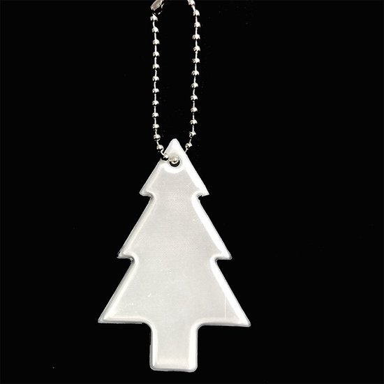 Reflecterende sleutelhanger - 1 stuks - Kerstboom - Wit