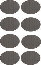Krumble Placemats - Set van 8 - Ovaal - Placemats - Placemat - Onderlegger - Onderzetter - Grijs - PVC - 32 x 45 cm