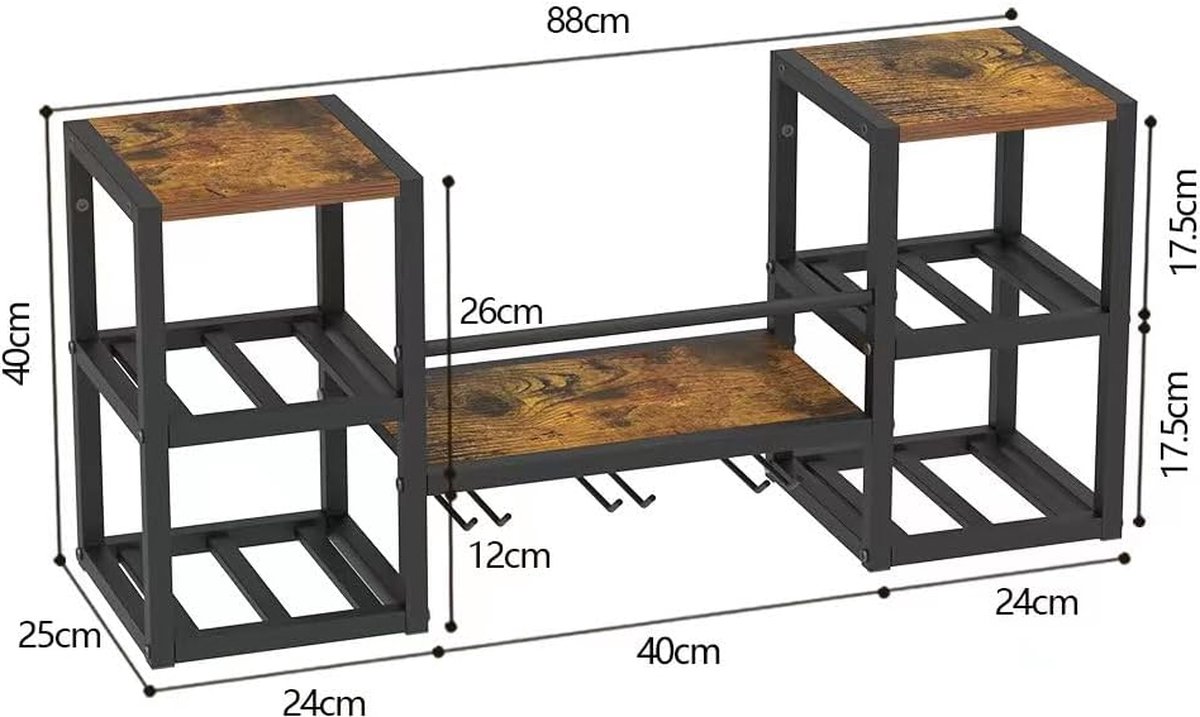 Porte-Bouteilles Muraux Industriels Avec Porte-Verre,Casier À Vin