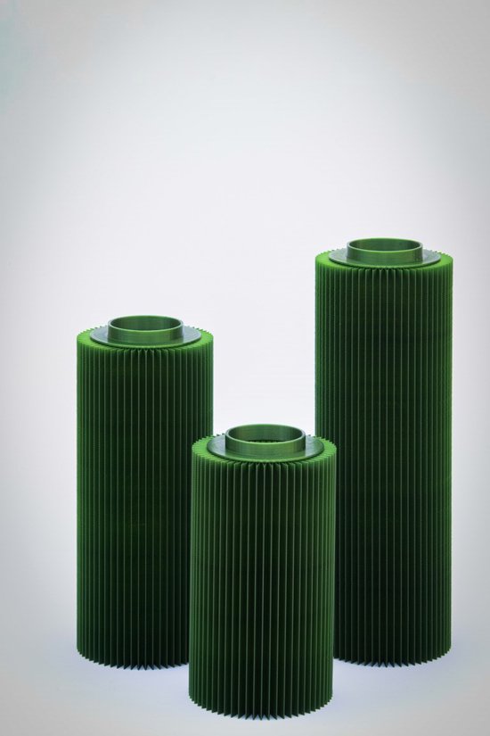 Designed by Enrico - En Bas - 3-set Green - 3D geprinte bloemenvaas / vaas