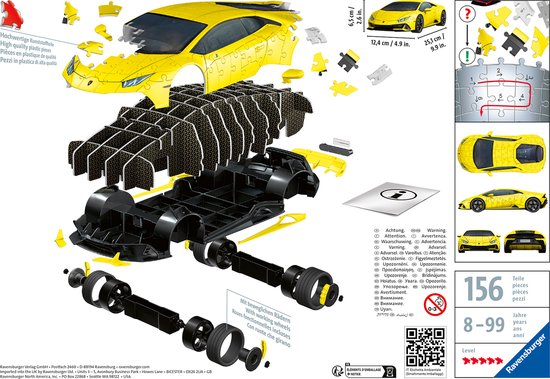 Ravensburger Lamborghini Huracán EVO Giallo - Puzzle 3D - 108