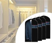 URMI Sac à vêtements respirant 152 cm x 60 cm Lot de 4 sacs à vêtements pour le stockage de voyage avec fenêtre transparente anti-poussière pour costume manteau veste garde-robe Zwart