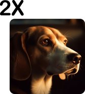 BWK Luxe Placemat - Lieve Hond in de Auto - Set van 2 Placemats - 40x40 cm - 2 mm dik Vinyl - Anti Slip - Afneembaar