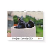 Huurdies - Konijnen Kalender - Jaarkalender 2024 - 35x24 - 300gms
