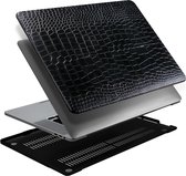 Lunso - Geschikt voor MacBook Air 15 inch (2023) - cover hoes - Croco Zwart - Vereist model A2941