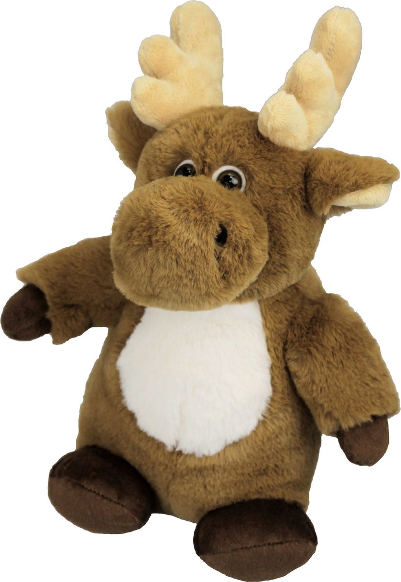 Inware pluche eland rendier knuffeldier - bruin - staand - 24 cm - Dieren knuffels