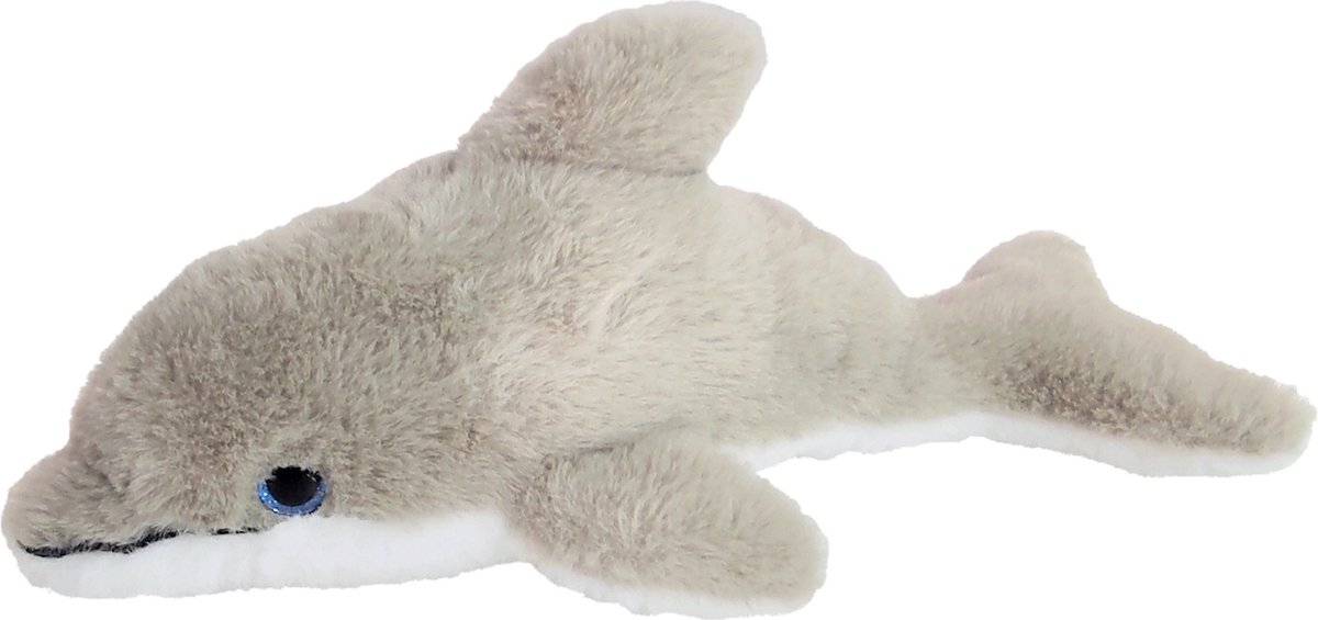Inware pluche dolfijn knuffeldier - grijs/wit - zwemmend - 26 cm - Dieren knuffels