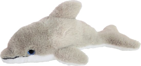 Inware pluche dolfijn knuffeldier - grijs/wit - zwemmend - 26 cm - Dieren knuffels