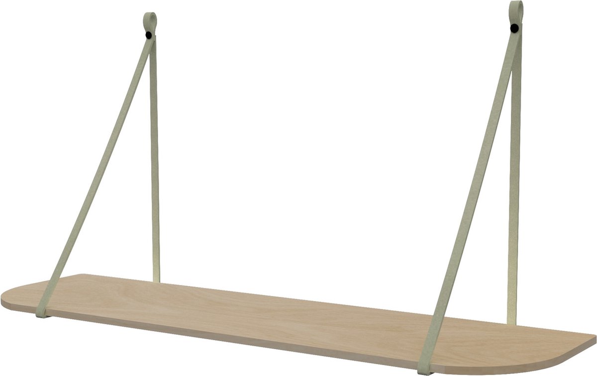 Leren plankdragers 'smal' - Handles and more® - SUEDE JADE - 100% leer - set van 2 / excl. plank (leren plankdragers - plankdragers banden - leren plank banden)
