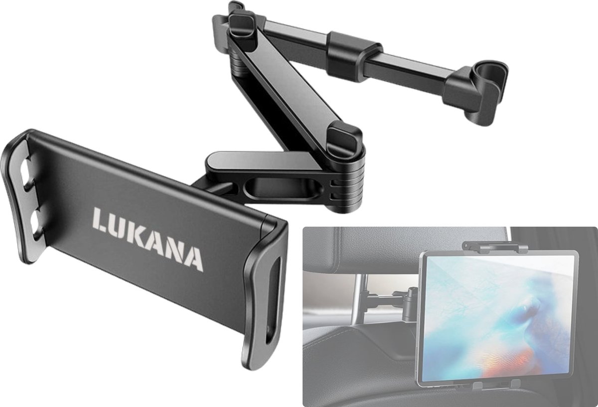 Lukana Tablet houder auto hoofdsteun met verstelbare arm - Telefoonhouder Hoofdsteun - Tablethouder geschikt voor Tablet, iPad, telefoon, Nintendo switch en meer! Telefoonhouders Auto
