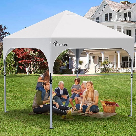 2 x 2 m waterdicht pop-up paviljoen vouwpaviljoen met zilverkleurige beschermlaag 4 zijwanden WS (zwart