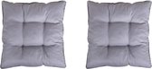set van 2 loungekussens, grijs, ca, 60 x 60 x 10 cm, stof aarde kussens polyrotan lounge vervannde kussens