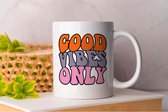Mok Good Vibes Only - PositiveVibes - Gift - Cadeau - GoodVibesOnly - StayPositive - ChooseHappiness - GoedeVibes - BlijfPositief - KiesVoorGeluk - WeesLief