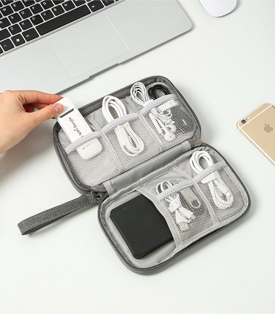 Sans citron - Grijs - Sac de rangement pour chargeur/câble - Sac de voyage - Électronique - Téléphone - Power Bank - Pratique pour les voyages