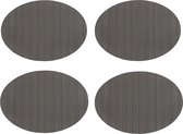 Krumble Placemats - Set van 4 - Ovaal - Placemats - Placemat - Onderlegger - Onderzetter - Grijs - PVC - 32 x 45 cm