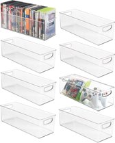 Opbergboxen - lade-organizer - voor kantoor, badkamer en keuken - voor cd's, dvd's of schrijfgerei - stapelbaar - doorzichtig - per 8 stuks verpakt