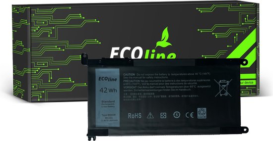 EcoLine - WDX0R WDXOR Batterie compatible avec Dell Inspiron 13 5368 5378 5379 14 5482 15 5565 5567 5568 5570 5578 5579 7560 7570 17 5770 / 11,4 V 3400 mAh.