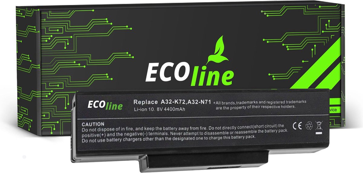 EcoLine - A32-K72 A32-N71 Batterij Geschikt voor de Asus A32-K72 K72 K73 N71 N73 / 11.1V 4400mAh.