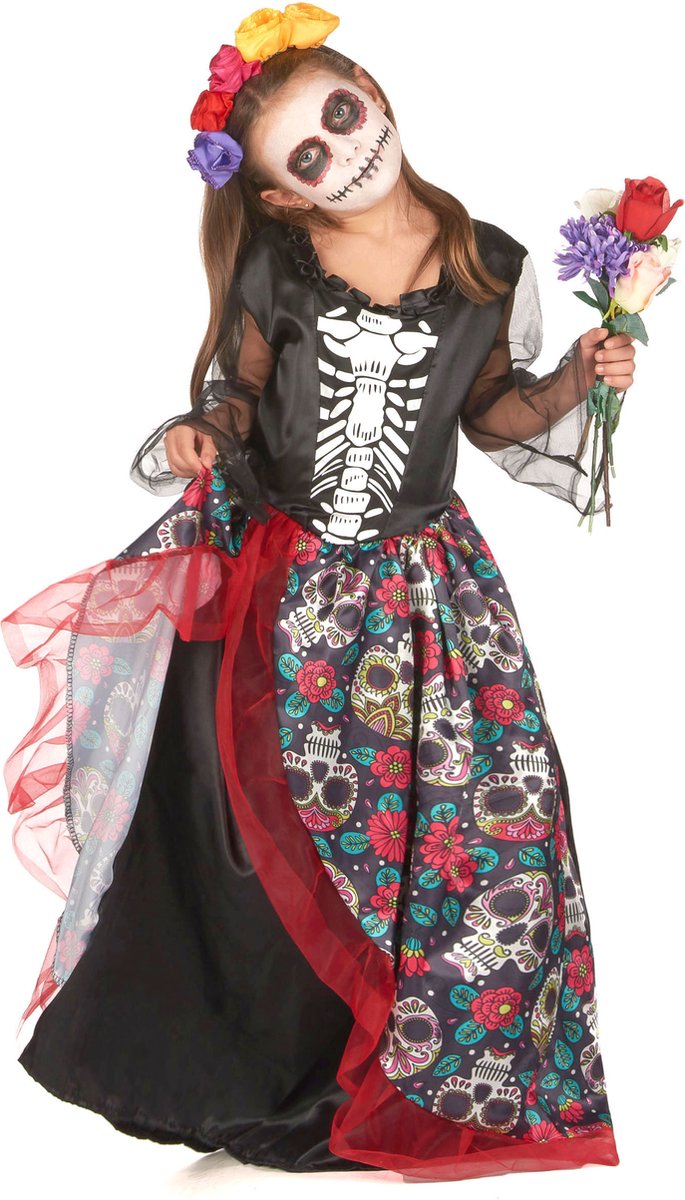 Vegaoo - Dia de los muertos vermomming met bloemen meisjes