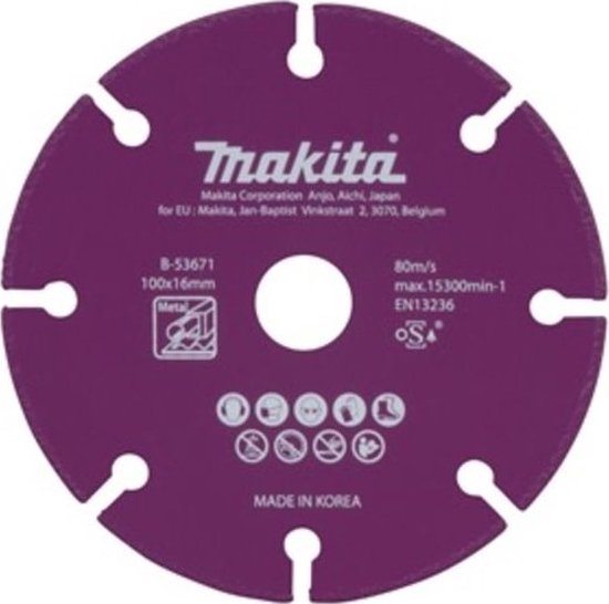 Foto: Makita b 53671 multi cut purpose diamond wheel 100mm steel haakse slijper 