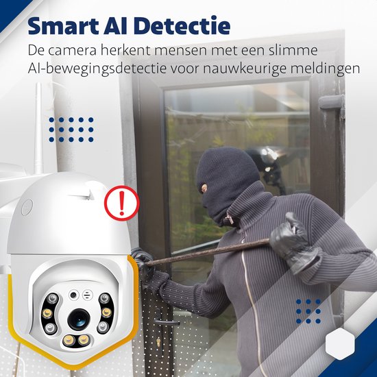 Bewakingscamera voor buiten, werkt op zonne-energie, Full HD 1080p, IP54, wifi-camera voor