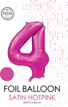 folieballon cijfer 4 mat warm roze metallic