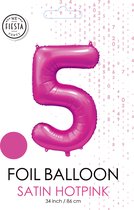 folieballon cijfer 5 mat warm roze metallic