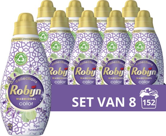 Robijn Klein & Krachtig Collections Color Spa Sensation Vloeibaar Wasmiddel - 8 x 19 wasbeurten - Voordeelverpakking