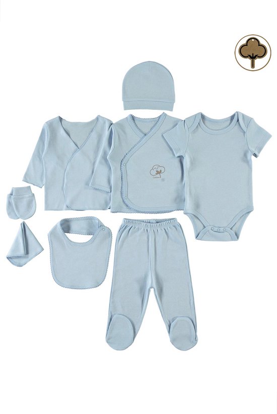 Organic 8-delige baby newborn kledingset jongens - Handgemaakte babyslofjes cadeau - Newborn set - Babykleding - Babyshower cadeau - Kraamcadeau - Civil
