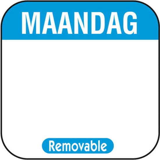 Depa | HACCP Stickers | Voedseletiketten / Dagstickers BLAUW | Maandag | 25X25mm | 1000 stickers op rol