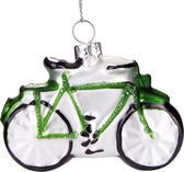 BRUBAKER Vélo Vert - Boule de Noël en Glas Peinte à la Main - Décorations de Sapin de Noël Soufflées à la Main Figurines Pendentifs Décoratifs Amusants Boule d'arbre - 7 cm