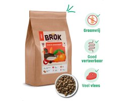 BROK Hondenvoeding - Eend & Sinaasappel - 12 KG Graanvrij Hondenvoer - BROK voor Volwassen Honden - Gezonde Hondenvoeding - Licht Verteerbaar Hondenvoer - Hondenbrokken Met Veel Vlees - Premium Hondenvoer