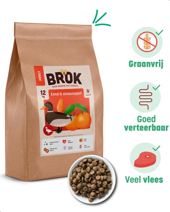 BROK - Graanvrije hondenvoer - Eend & Sinaasappel - 12kg