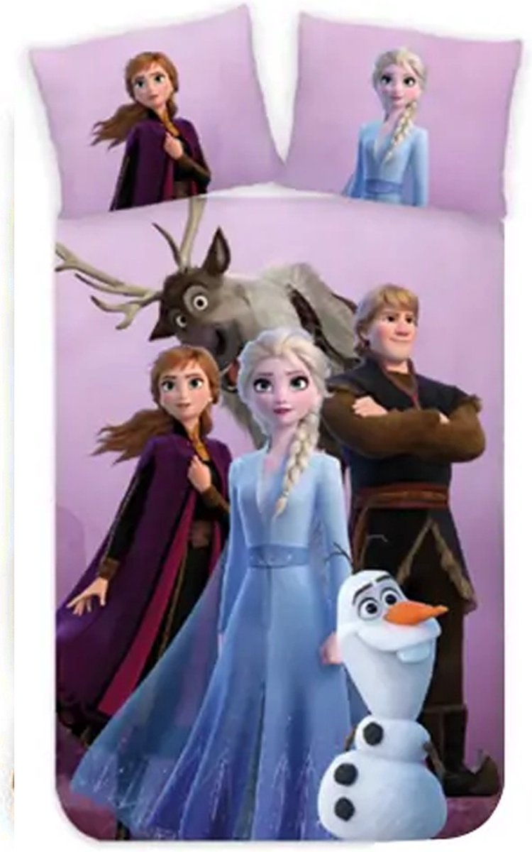 Frozen Dekbedovertrek Paars – 140 X 200 Cm – Katoen – 50 X 73 Cm