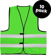 10-pack lime groene veiligheidshesjes - Veiligheidsvesten lichtgroen - Veiligheidshesjes volwassenen - Hesjes evenementen - Hesjesfabriek