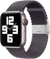 Strap-it nylon smartwatch bandje - geschikt voor Apple Watch series 1/2/3/4/5/6/7/8/SE/Ultra - space grey - gevlochten bandje geschikt voor iWatch - maat 42 mm 44 mm 45 mm 49 mm - Maat: 42 - 44 - 45 - 49mm