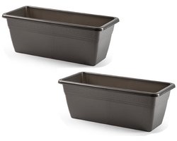 Plasticforte Plantenbak - 3x stuks - antraciet grijs - rechthoek - 40 x 18 x 15 cm - Bloembakken - voor binnen/buiten