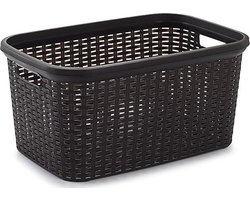 Plasticforte rotan wasmand - 35 liter - bruin - kunststof - badkamer - 53 x 36 x 26 cm