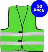 50-pack lime groene veiligheidshesjes - Veiligheidsvesten lichtgroen - Veiligheidshesjes volwassenen - Hesjes evenementen - Hesjesfabriek