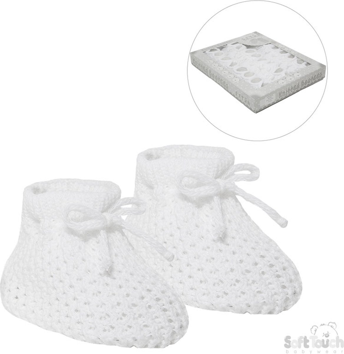 Soft Touch Babyslofjes New Born 0-3 Maanden Junior Wit Verzonden als afbeelding met vooorgevormde inleg (pakket!)