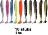 Rubber kunst aas mix - visaas - shads - snoek - baars - roofvis - 10 stuks 5 cm