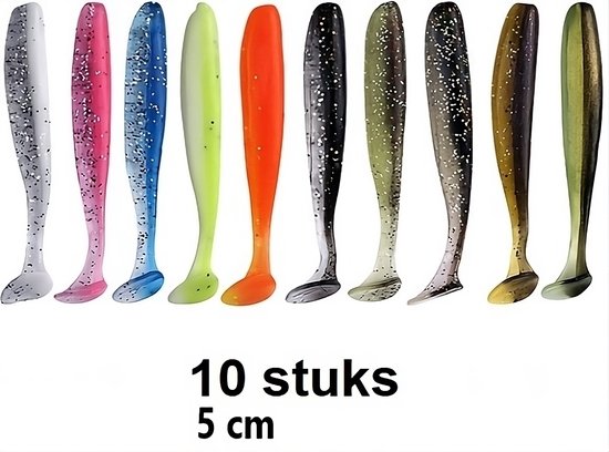 Rubber kunst aas mix - visaas - shads - snoek - baars - roofvis - 10 stuks 5 cm