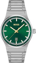 BOSS HB1514079 CANDOR Heren Horloge - Mineraalglas - Staal - Zilverkleurig - 41 mm breed - Quartz - Vouw/Vlindersluiting - 5 ATM (douchen)
