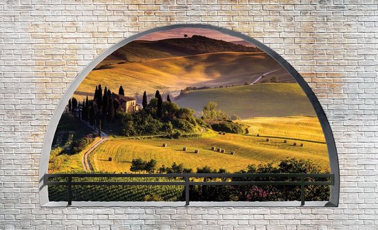 Fotobehang 3D Toscane Italië - Premium Vliesbehang 184 X 254 Cm Incl. Lijm - Verticaal Motief