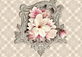 Fotobehang - Vlies Behang - Bloemen in Ornament - 312 x 219 cm