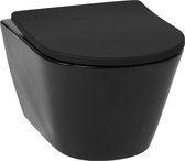 Saqu Wash Hangtoilet - met Bidet Functie en Toiletbril - Mat Zwart - WC Pot - Toiletpot - Hangend Toilet