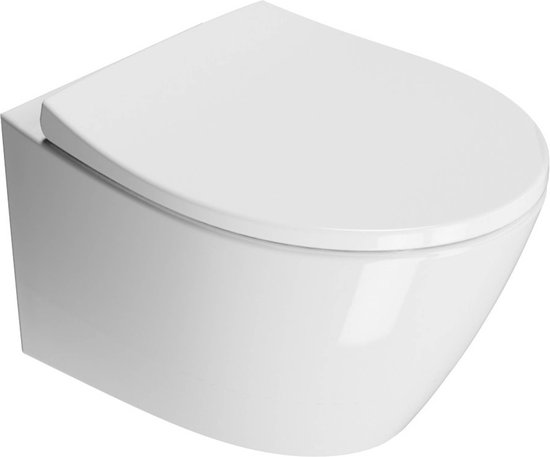Ben Sondrio Hangtoilet - met Xtra Glaze 37x52x34 cm - Voorgemonteerd - Wit - WC Pot - Toiletpot - Hangend Toilet