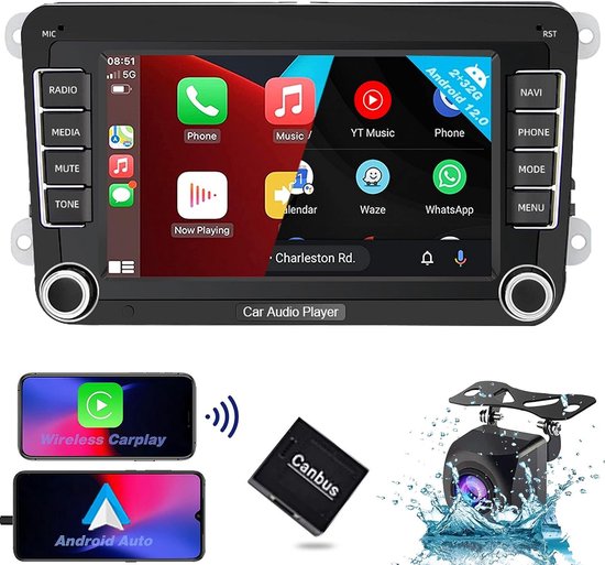 Autoradio SEMAITU Android 12 avec écran tactile sans fil Apple CarPlay Android  Auto 7... | bol